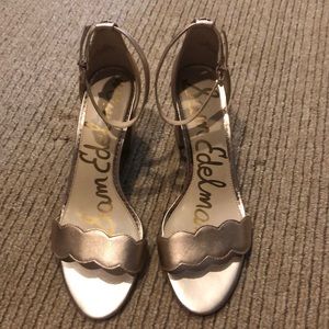 Sam Edelman Rose Gold Scallop Ankle-Strap Heels